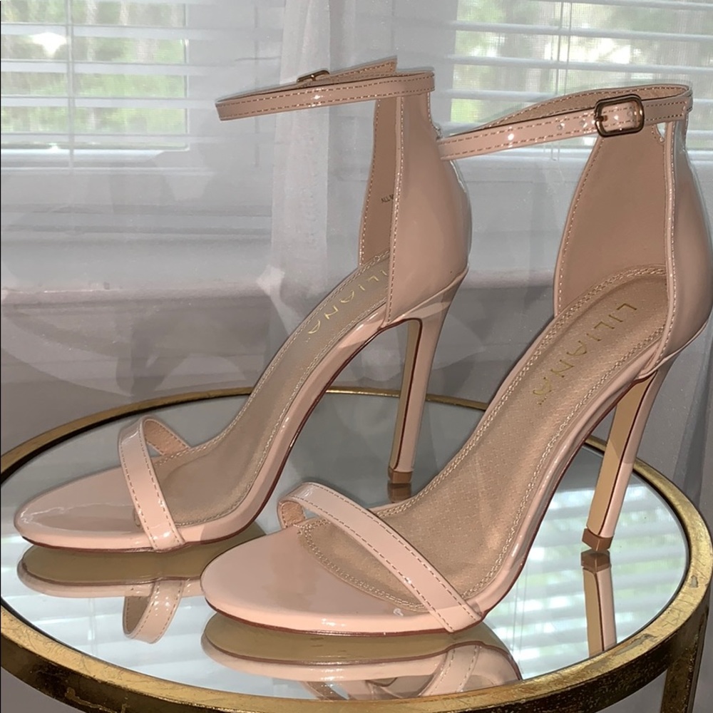 Lilianas Nude Patent Leather Heel